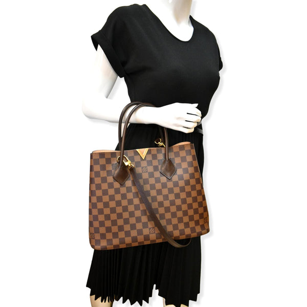 LOUIS VUITTON Kensington Damier Ebene Tote Bag Brown