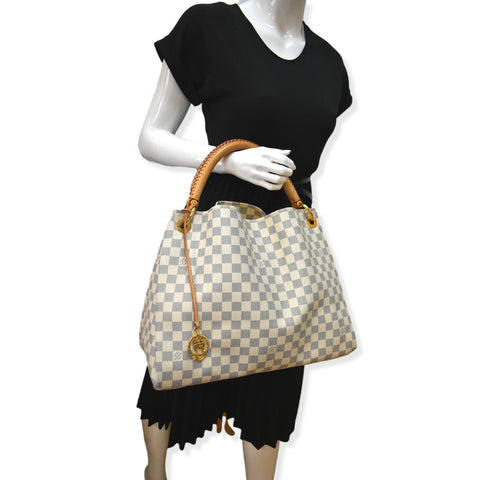 LOUIS VUITTON Artsy MM Damier Azur Hobo Bag White