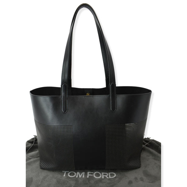 Tom Ford East/West Graphic T Perforated Leather Tote Bag