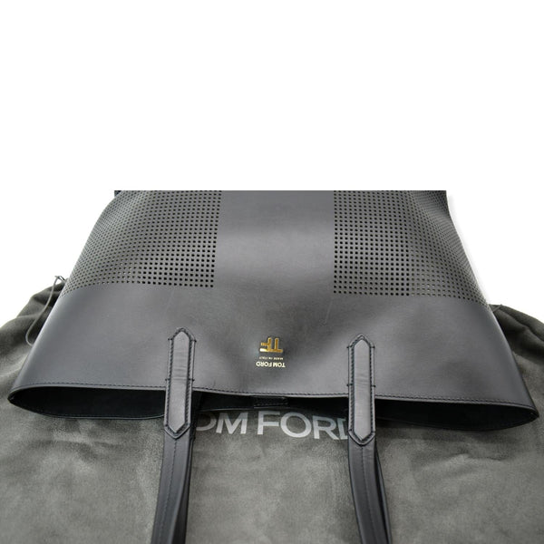 Tom Ford East/West Graphic T Perforated Leather Tote Bag