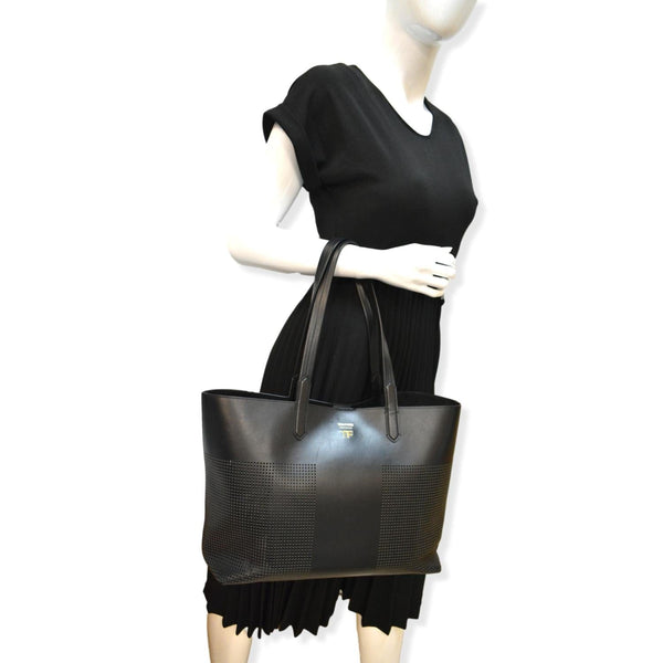 Tom Ford East/West Graphic T Perforated Leather Tote Bag
