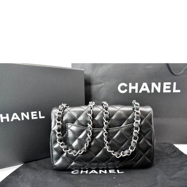 Chanel Classic Rectangle Flap Mini Lambskin Leather Crossbody Bag Black - Hot Deals