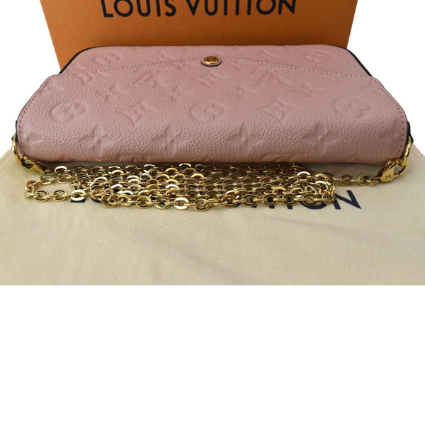 LOUIS VUITTON Pochette Felicie Monogram Leather Chain Wallet Pink