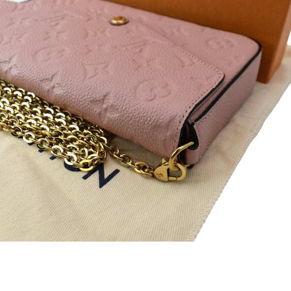 LOUIS VUITTON Pochette Felicie Monogram Leather Chain Wallet Pink