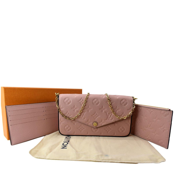 LOUIS VUITTON Pochette Felicie Monogram Leather Chain Wallet Pink