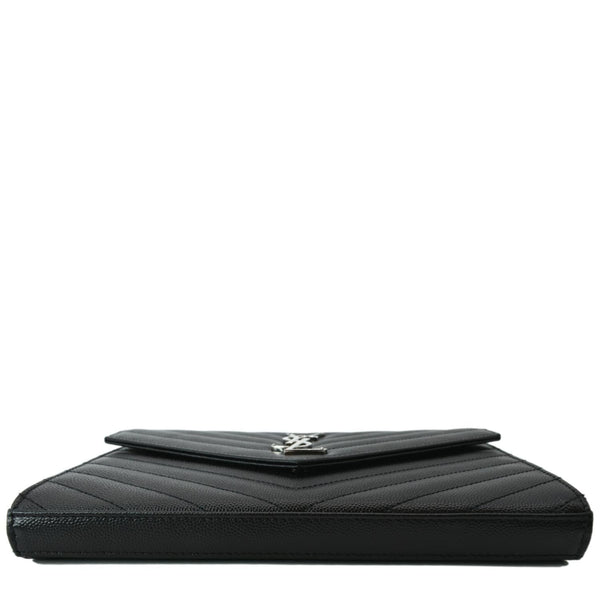 Yves Saint Laurent Embossed Leather Wallet on Chain Shoulder Bag Black