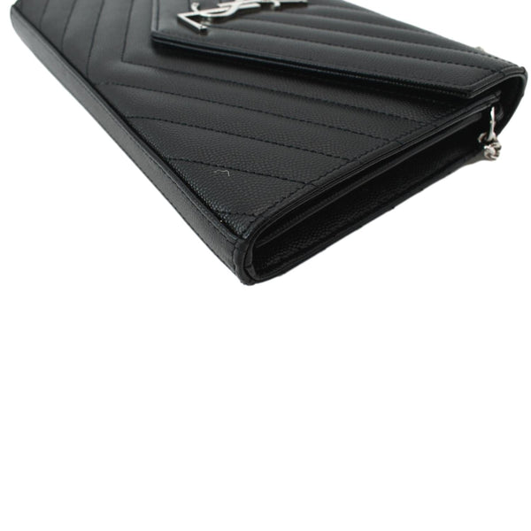 Yves Saint Laurent Embossed Leather Wallet on Chain Shoulder Bag Black