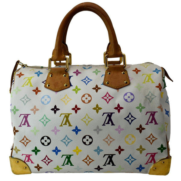 LOUIS VUITTON Speedy 30 Monogram Multicolor Satchel Bag White