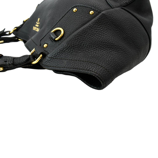 PRADA Vitello Daino Pebbled Leather Tote Bag Black