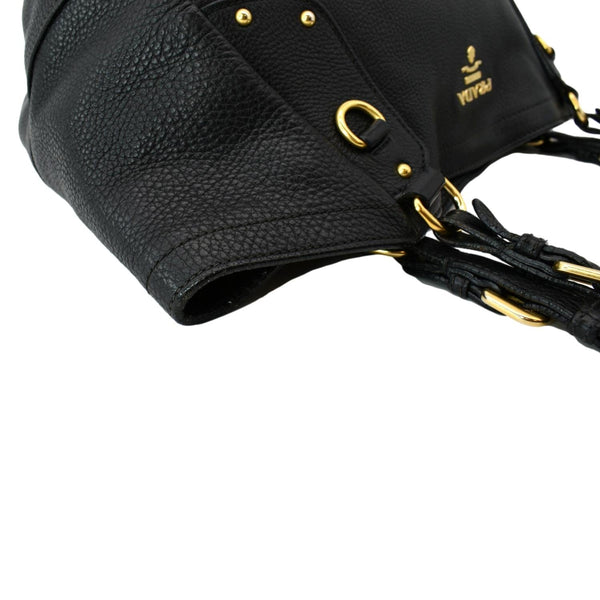 PRADA Vitello Daino Pebbled Leather Tote Bag Black