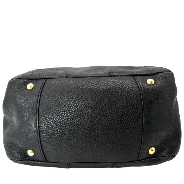 PRADA Vitello Daino Pebbled Leather Tote Bag Black