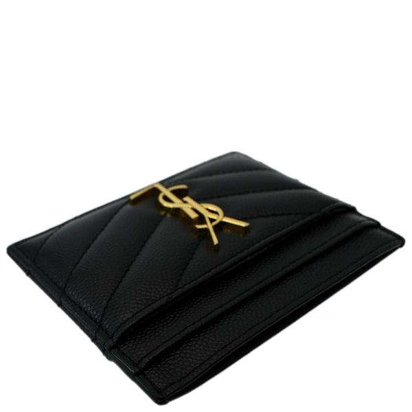 YVES SAINT LAURENT Monogram Grain Leather Card Case Black