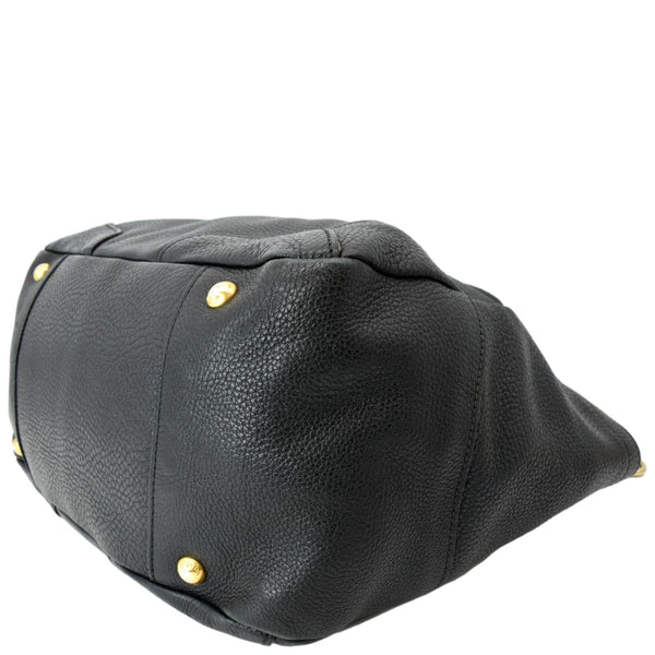 PRADA Vitello Daino Pebbled Leather Tote Bag Black