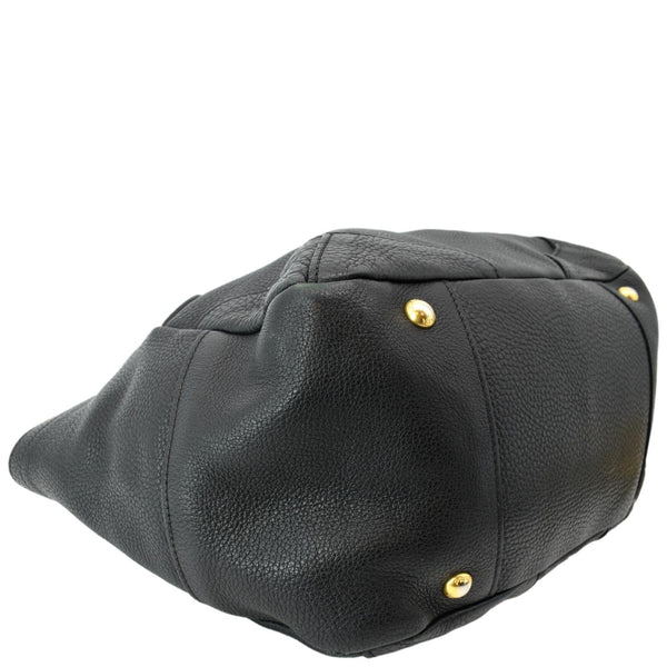 PRADA Vitello Daino Pebbled Leather Tote Bag Black