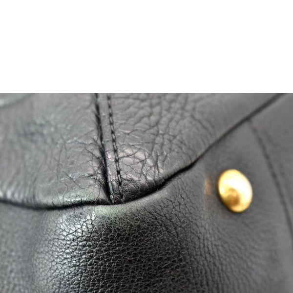 PRADA Vitello Daino Pebbled Leather Tote Bag Black