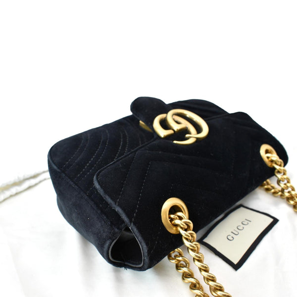 GUCCI GG Marmont Mini Velvet Shoulder Bag Black 446744