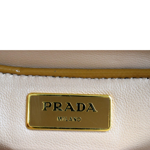 PRADA Vernice Pyramid Saffiano Leather Top Handle Bag Brown