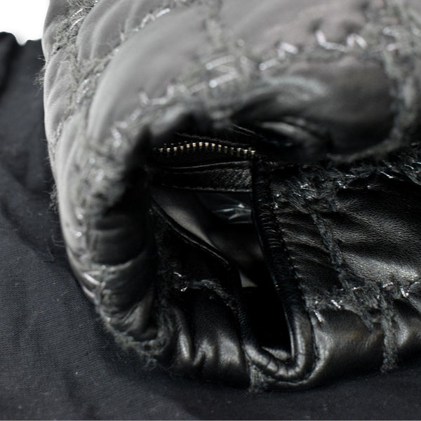 CHANEL GST Tweed Double Stitch Lambskin Leather Tote Bag Black