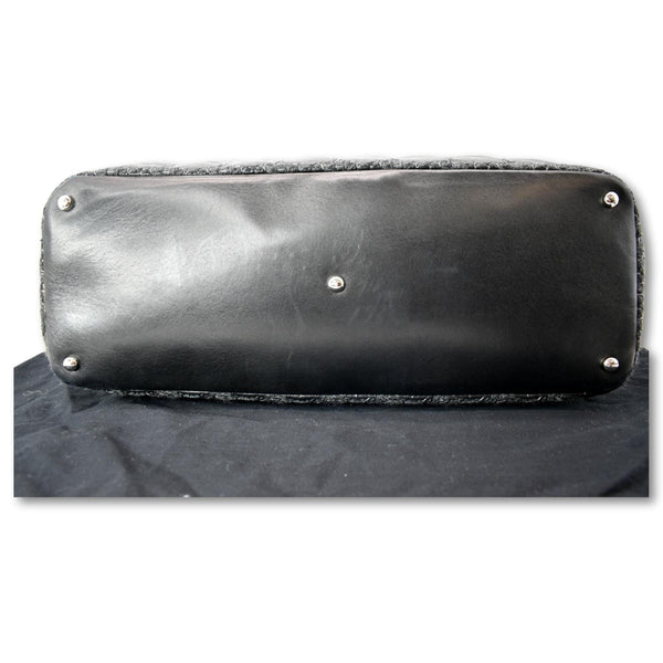 CHANEL GST Tweed Double Stitch Lambskin Leather Tote Bag Black