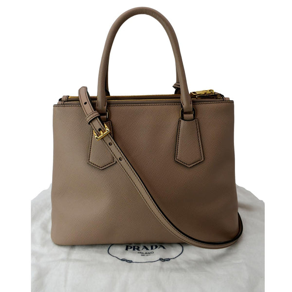 PRADA Double Handle Saffiano Leather Tote Bag Nude Pink