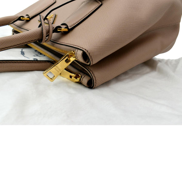 PRADA Double Handle Saffiano Leather Tote Bag Nude Pink