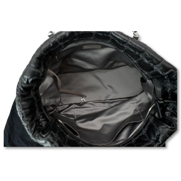 CHANEL GST Tweed Double Stitch Lambskin Leather Tote Bag Black