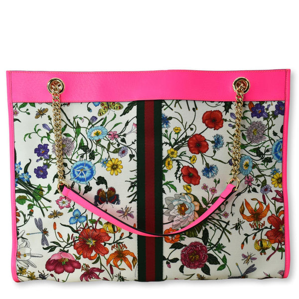 GUCCI Floral Rajah Large Canvas Leather Tote Bag Multicolor 537219