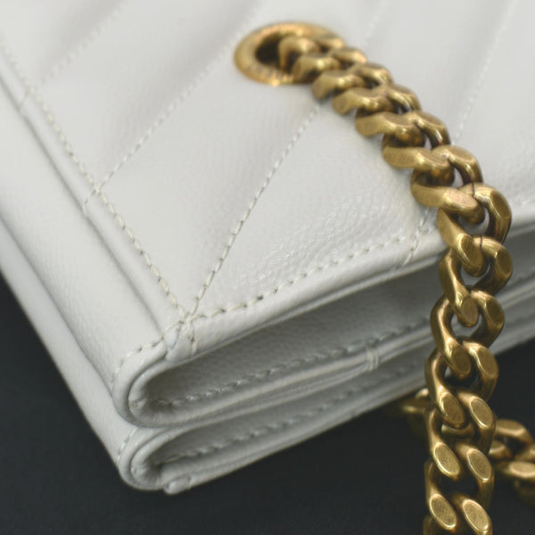 YVES SAINT LAURENT Tribeca Medium Leather Shoulder Bag White