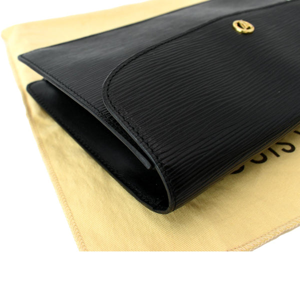 LOUIS VUITTON Montaigne Pochette Epi Leather Clutch Bag Black
