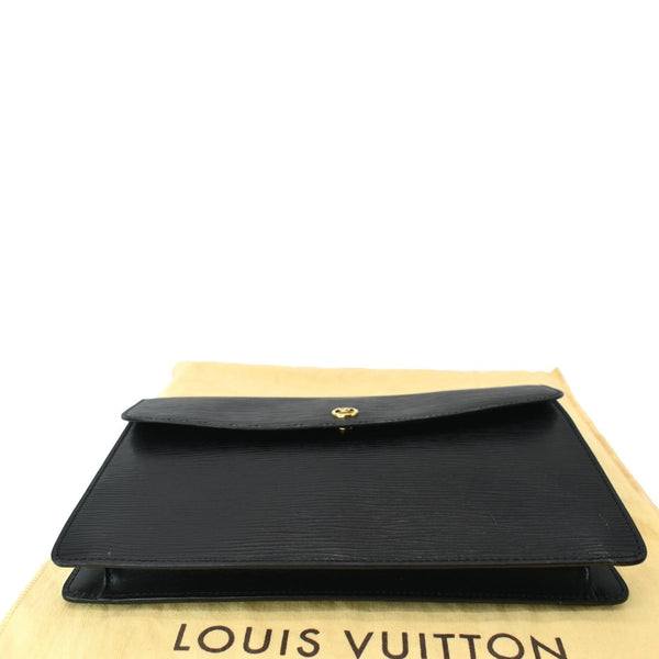 LOUIS VUITTON Montaigne Pochette Epi Leather Clutch Bag Black