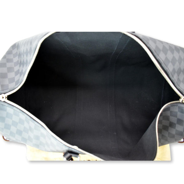 LOUIS VUITTON Keepall 55 Damier Graphite Bandouliere Travel Bag Black