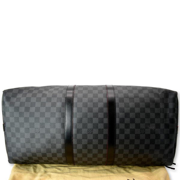 LOUIS VUITTON Keepall 55 Damier Graphite Bandouliere Travel Bag Black