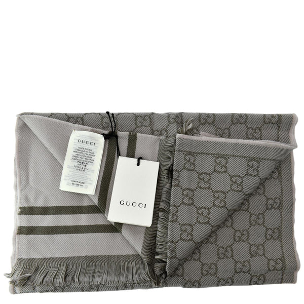 GUCCI GG Scarf Grey Wool 544619