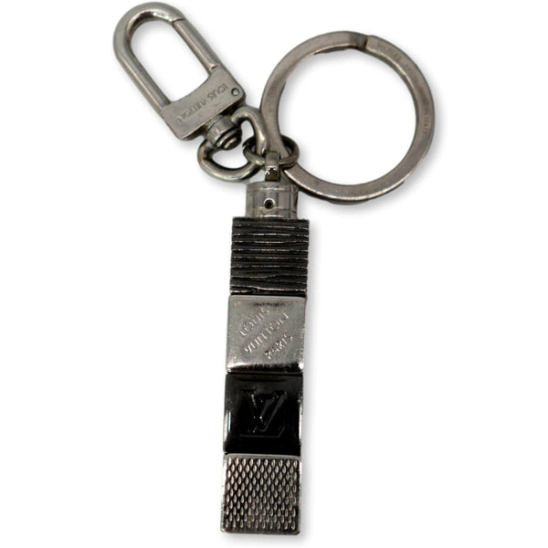 LOUIS VUITTON Porte Cles Cube Keychain Bag Charm Silver