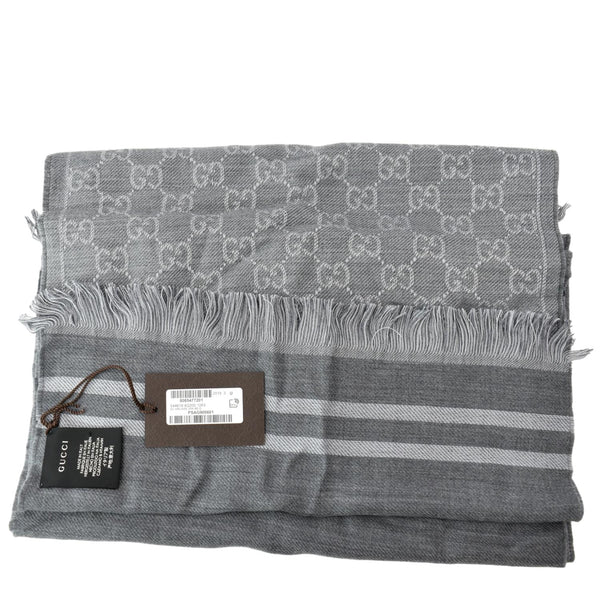 GUCCI Wool Scarf Light Grey