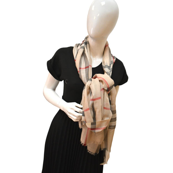 Burberry Check Wool Scarf Archive Beige