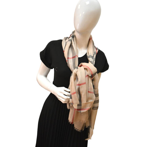 Burberry Check Wool Scarf Archive Beige