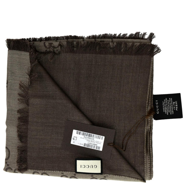 Gucci GG Wool Silk Scarf Tan