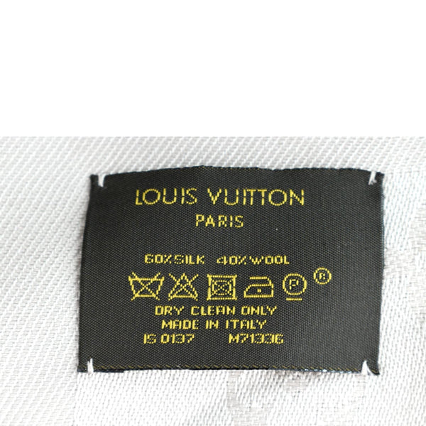 LOUIS VUITTON Monogram Shawl Grey Silk
