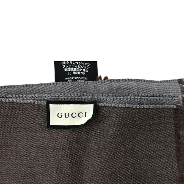 GUCCI Light Grey Wool Silk Scarf