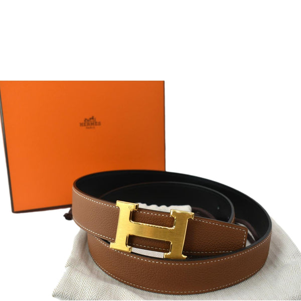 HERMES Constance H Buckle Reversible Belt Brown