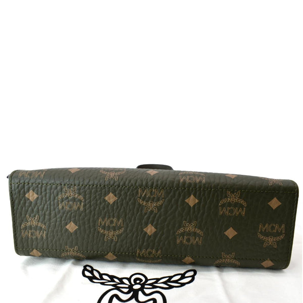 MCM Klassik Monogram Print Leather Tote Bag Green