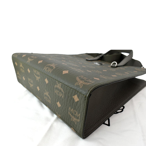 MCM Klassik Monogram Print Leather Tote Bag Green