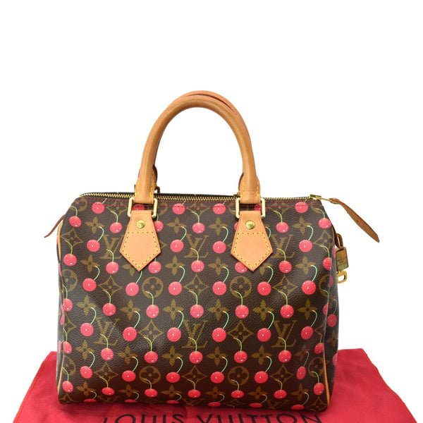 LOUIS VUITTON Cherry Speedy 25 Monogram Canvas Tote Brown