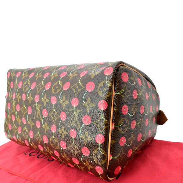 LOUIS VUITTON Cherry Speedy 25 Monogram Canvas Tote Brown