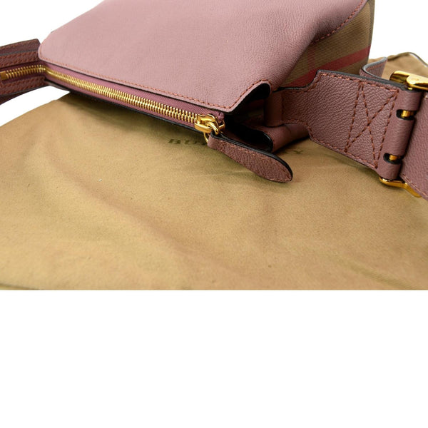 BURBERRY Helmsley House Check Grained Leather Crossbody Bag Pink
