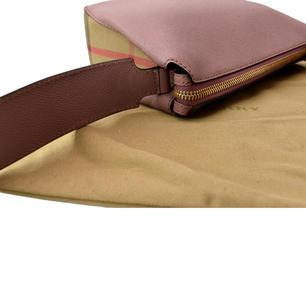 BURBERRY Helmsley House Check Grained Leather Crossbody Bag Pink