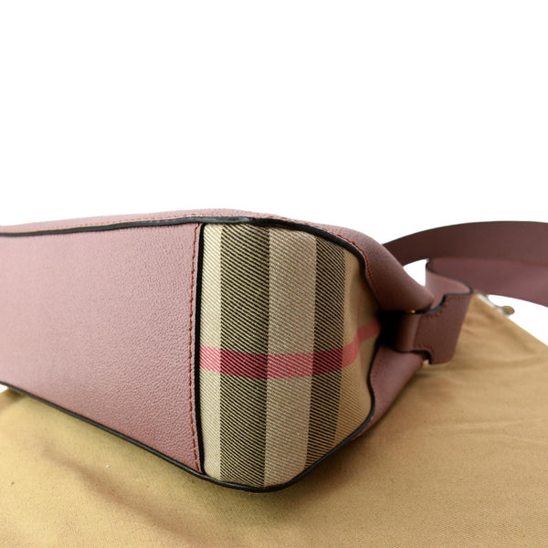 BURBERRY Helmsley House Check Grained Leather Crossbody Bag Pink
