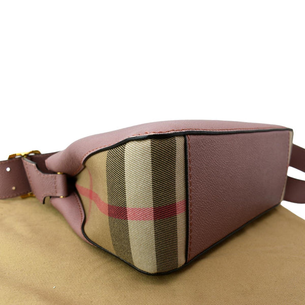 BURBERRY Helmsley House Check Grained Leather Crossbody Bag Pink