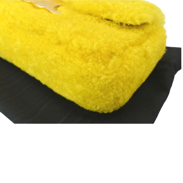 CELINE Triomphe Fluffy Shearling Shoulder Bag Yellow